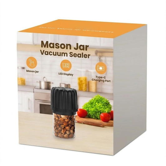 2026 Upgraded Electric Mason Jar Vacuum Sealer Kit with Wide and Regular Mouth Mason Lids -80kpa Automatic Vacuum Pump 2500mAh Battery One Touch Canning Sealing Machine for Food Storage Black Gray