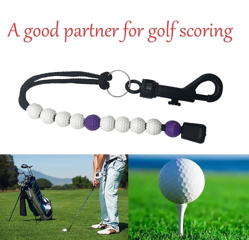 Golf Stroke Counter Beads Set with Clip - 4 Pack Golf Score Keepers