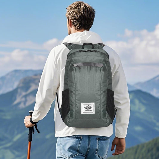 10 L Ultralight Packable Backpack, Grey Travel Foldable Backpack Lightweight Collapsible Day Packs for Camping Hiking Outdoor Cycling Hiking Sports Gym