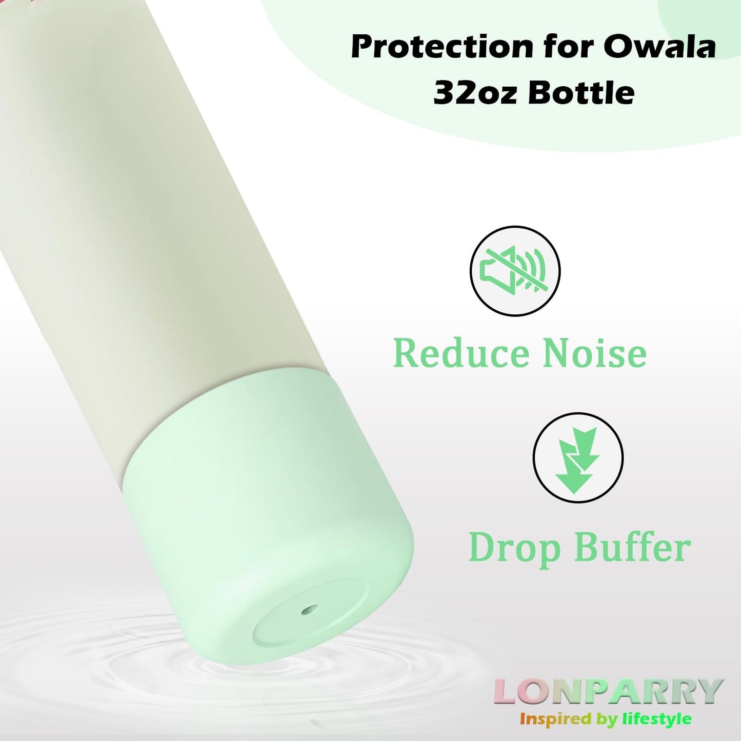 2-Pack Silicone Boot for Owala 32 oz Water Bottle, Noise Reducing Bottom Protector Accessories for Owala FreeSip, Twist and Flip bottles 32oz, Non-Slip Protective Cover for Gym,Office and Home
