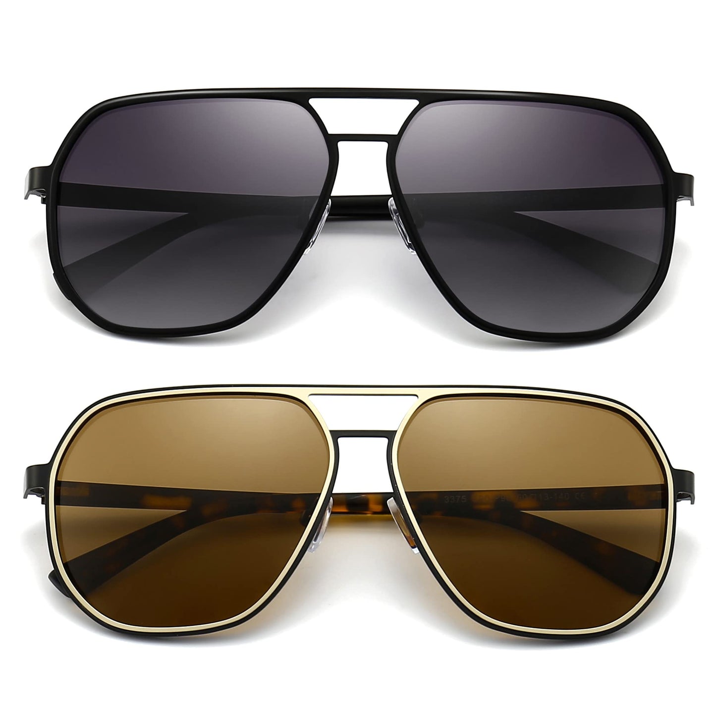 SUNGAIT Polygon Aviator Sunglasses for Men Polarized Trendy Square Sun Glasses Retro Pilot Shades UV Protection