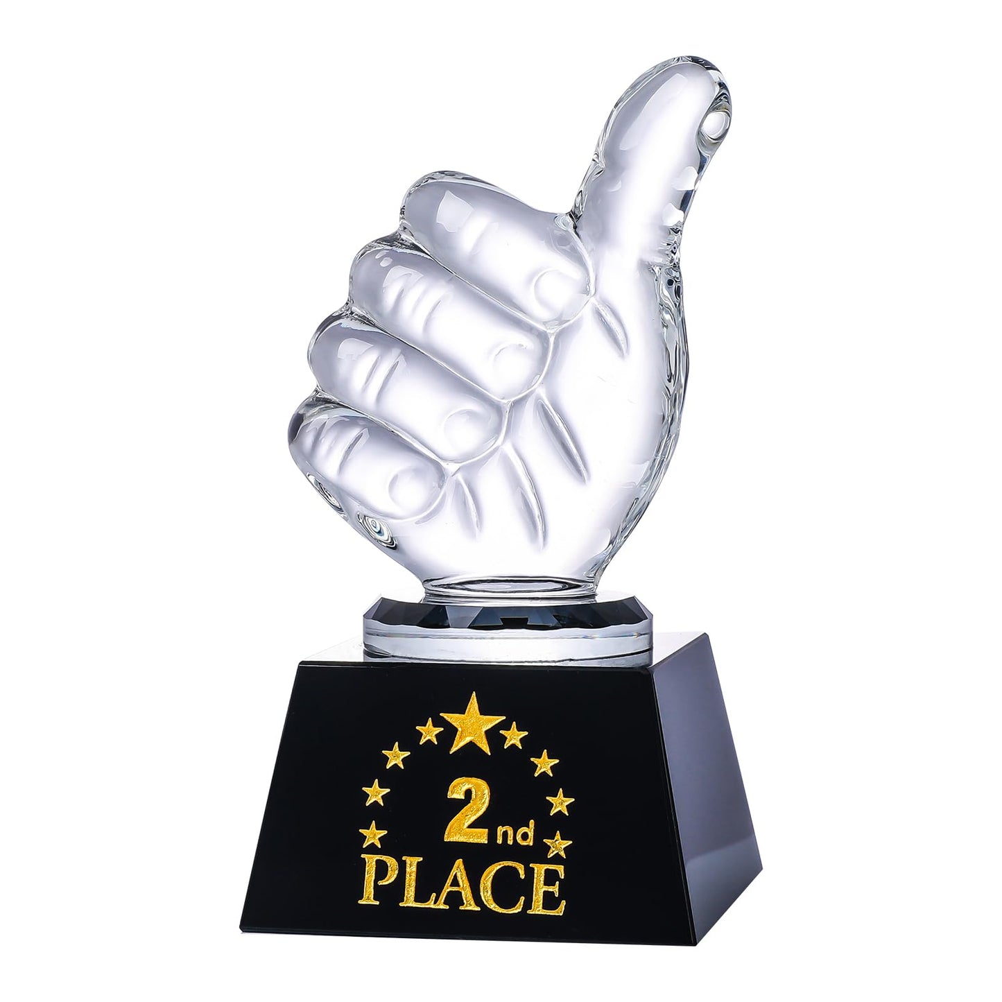 LONGWIN 1st 2nd 3rd Place Trophy Set Glass with Thumbs Up for Winner, 2nd Place Trophy Award for Sports Tournaments Talent Show Competitions
