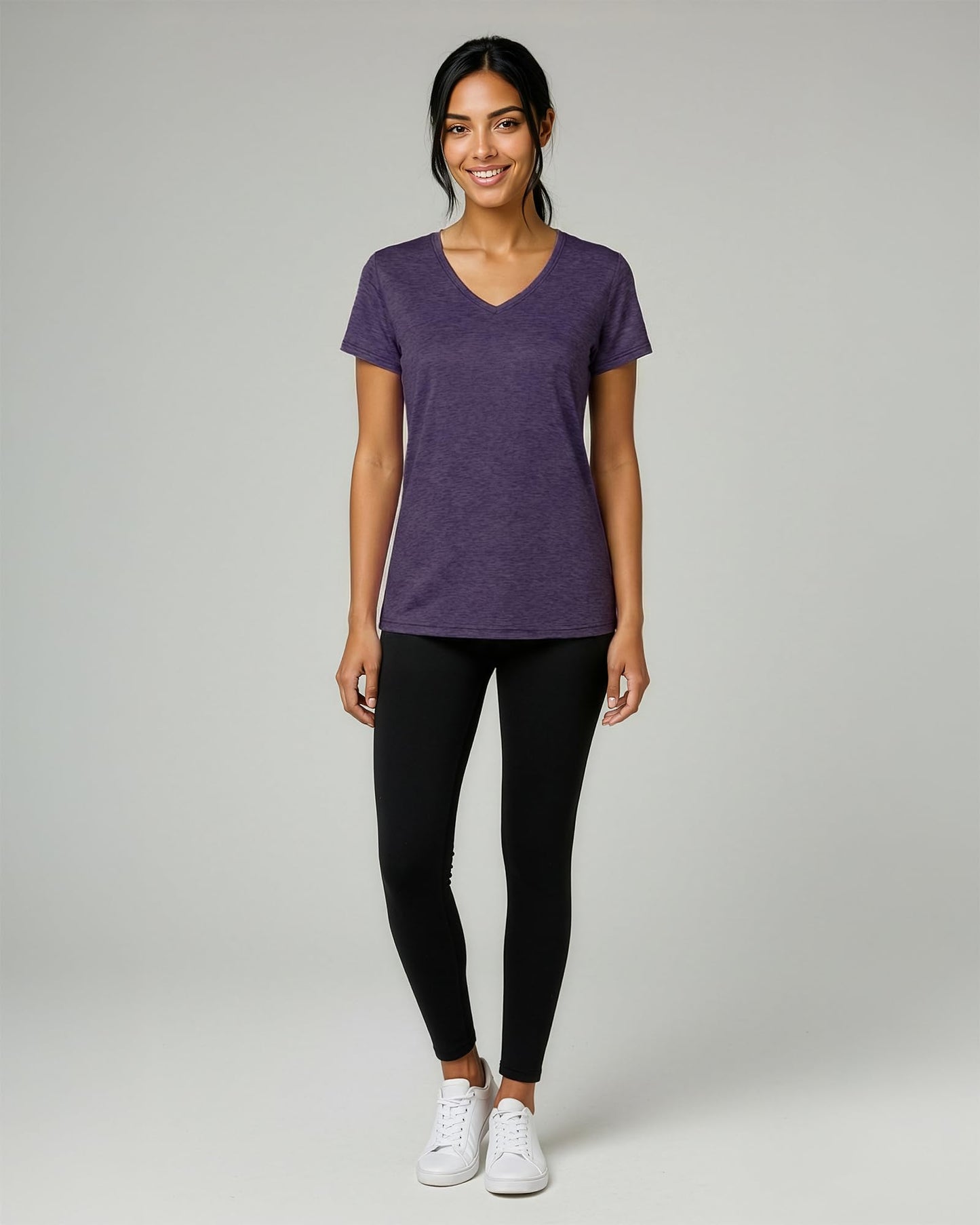 Real Essentials 5 Pack: Women's Dry-Fit Short Sleeve V Neck T Shirt Workout Fitness Yoga Top Tee (Available in Plus Size), Set 11, 3X