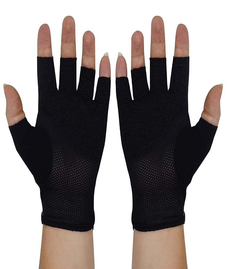 Bienvenu Men's Summer Sunblock Half-Finger Gloves - Black, Breathable Cotton-Poly