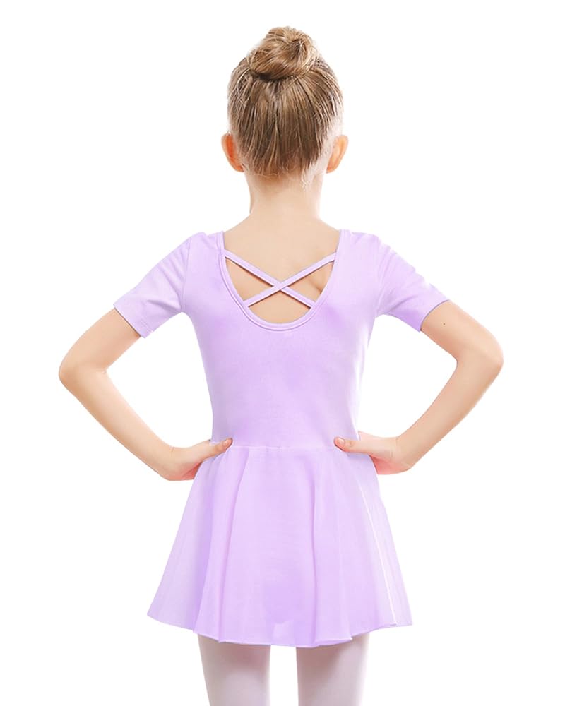 Stelle Girls Toddler Ballet Leotard Dress – Lavender Cross Back, 4-5T