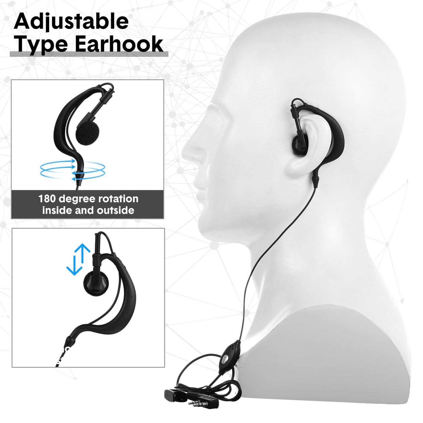 20 Pairs Walkie Talkie Earpiece with Mic 2 Pin Two Way Radio Ear Piece Microphone Earbud Bulk Single Wire Earhook Headset Compatible with Baofeng UV-5R BF-888S Arcshell Retevis H-777 RT21 RT22