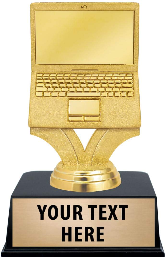 Crown Awards Computer Trophies with Custom Engraving, 6" Personalized Gold Computer Computer Award Trophy On Black Base 1 Pack Prime