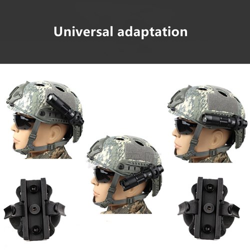 DKJEkdje Helmet Flashlight Holder Mount, Quick Release Tactical Airsoft Flashlight Clamp Mounting Bracket for Fast Helmet ARC Rail Fast ACH MICH Bump Helmet