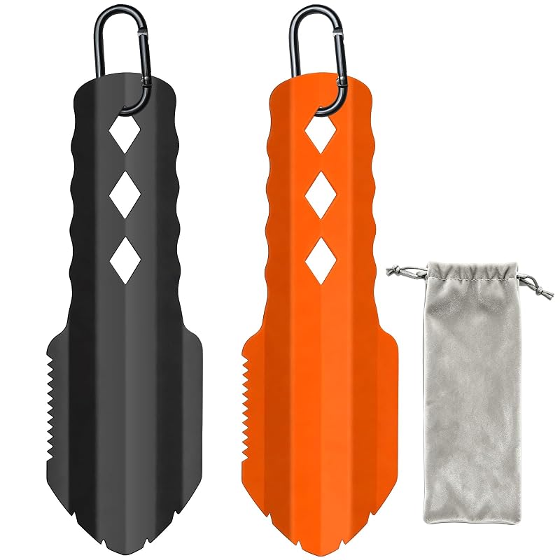 3-in-1 Ultralight Backpacking Trowel Set - Aluminum Shovel & Potty Tool, Ergonomic Handle, Orange/Black (Variation: OrangeBlack+size2)