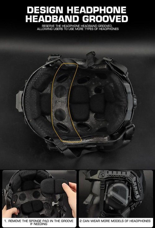 Military Tactical Helmet, Fast SF Super High Cut Helmet CS Paintball Protection Airsoft Equipment (Color : CP)