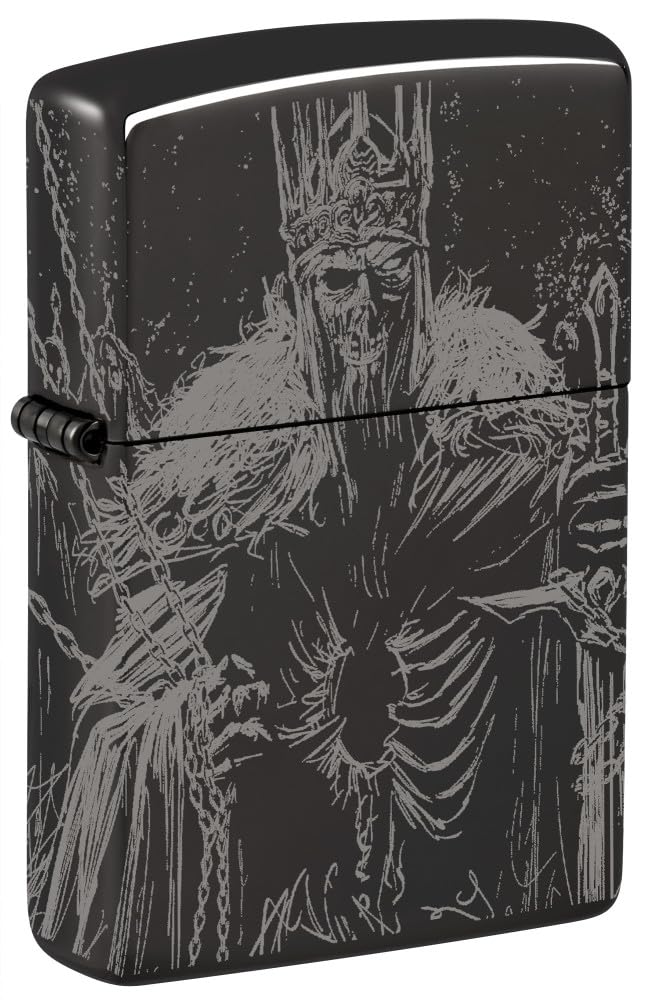 Zippo Skull Lighter - High Polish Black Windproof Pocket Lighter