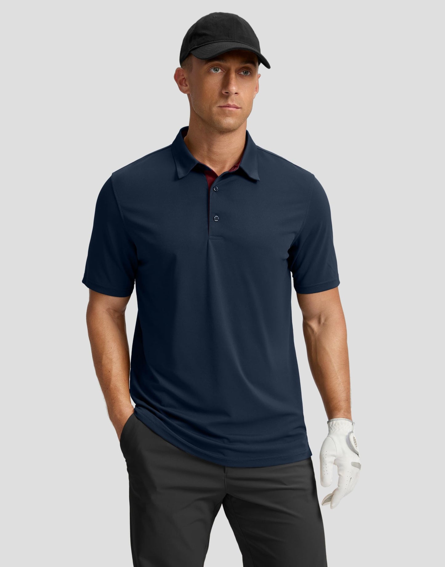 Men's Golf Polo Shirts Dry Fit Short Sleeve Shirt, Navy, 2XL