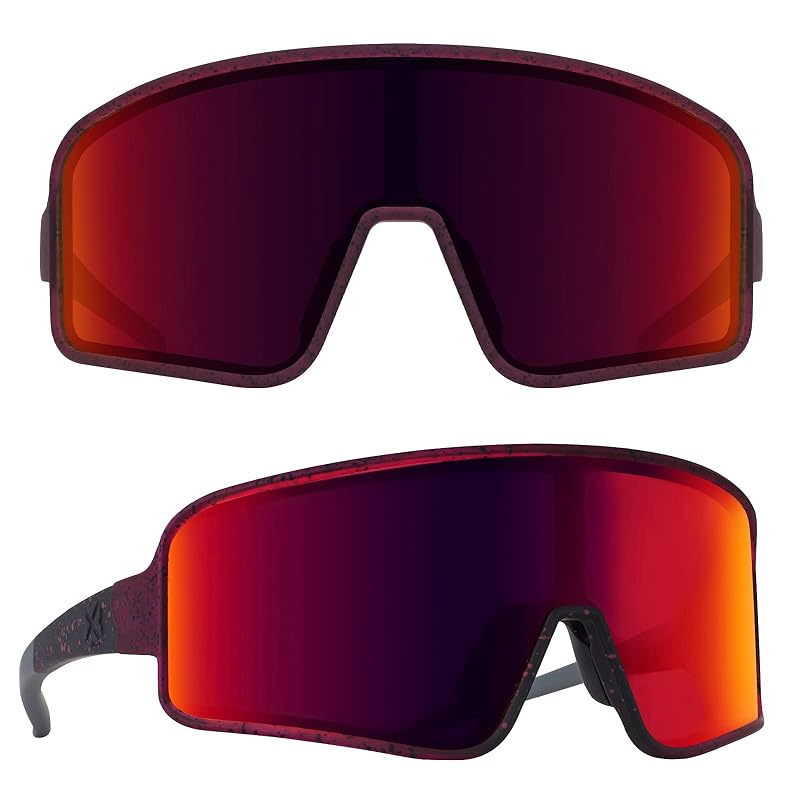 MAXJULI Polarized Sunglasses for Men Women - Windproof Cycling Running UV400 E1-Red Lens