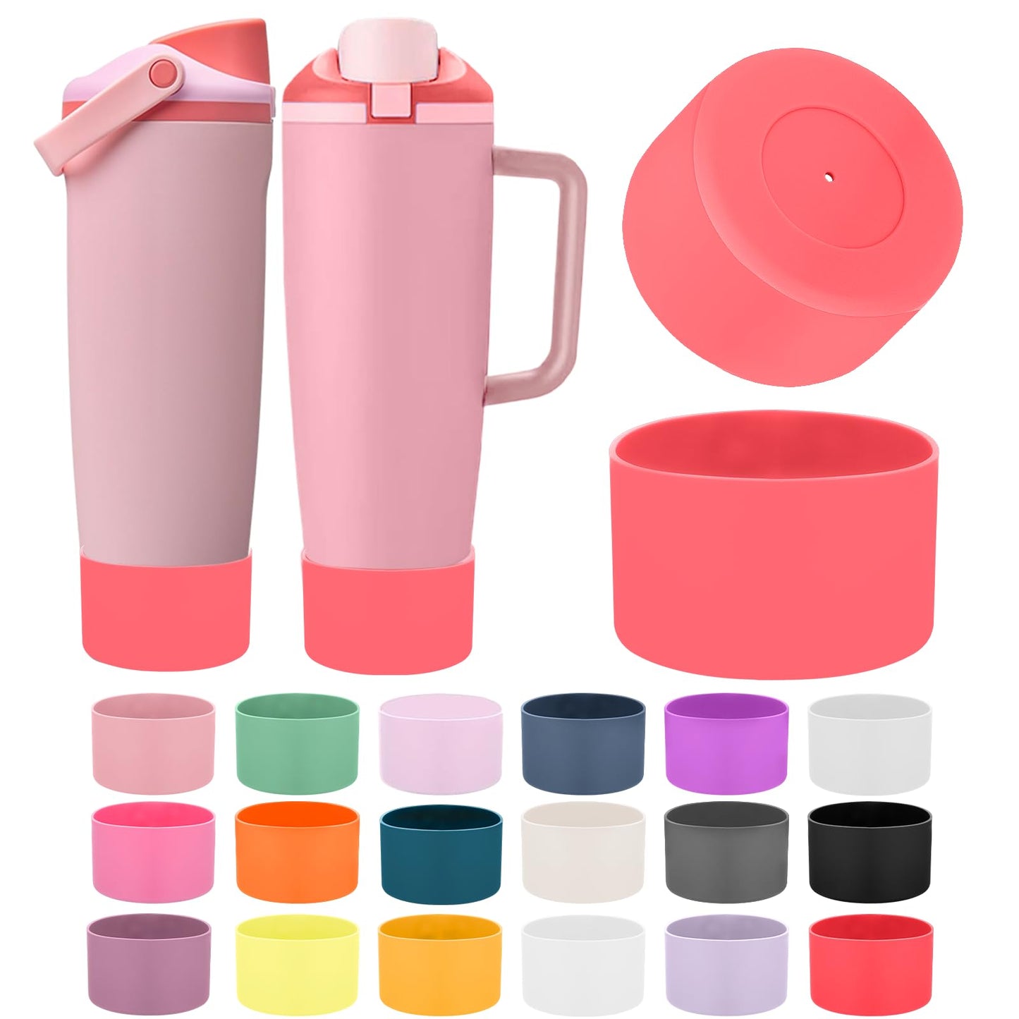 Mity rain 2PCS Protective Silicone Boots for Owala 30oz & 40oz FreeSip Sway Bottles & Tumblers - Accessories for owala, Enhances Stability & Prevents Scratches (Raspberry)