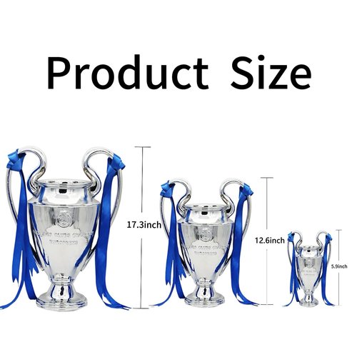 Champions Trophy Champion Artwork Sport League Cup Replica Resins, Liverpool Champion Trophy Souvenir Collectibles Office Decorations Trophy Silver/Blue Ribbon (5.9IN)
