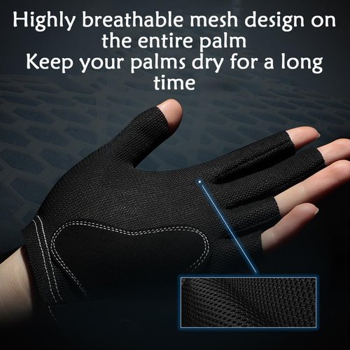 Billiards Glove, Pool Glove Left Hand, Billiard Pool Gloves for Left Hand 3 Finger, Quick-Dry Breathable and Non-Slip, Snooker Cue Sport Glove Popular Sizes for Men & Women (Red, Large)