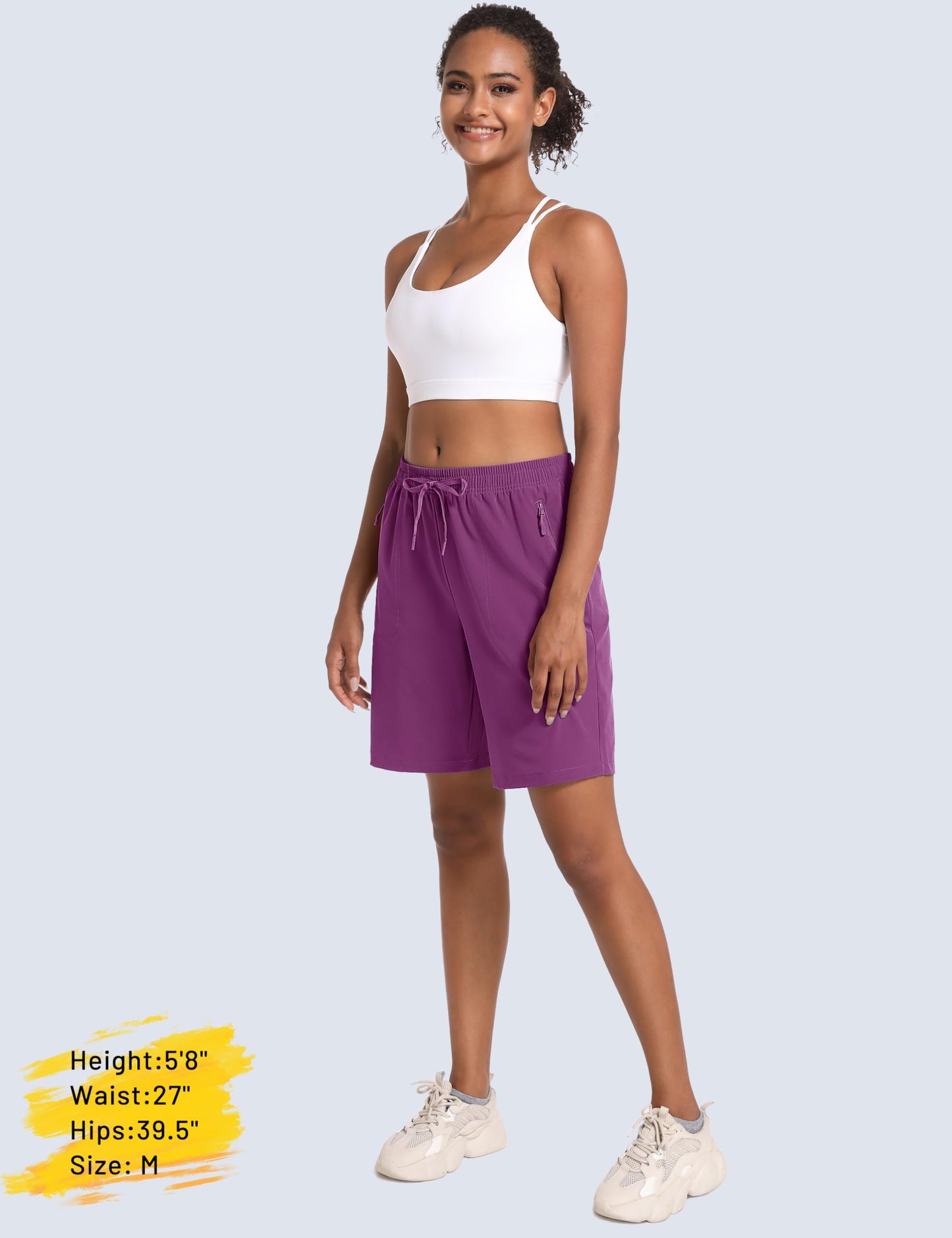 MAGCOMSEN Womens Outdoor Shorts Hiking 8 Inch with Pockets Water Resistant Quick Dry Golf Shorts Purple Red M