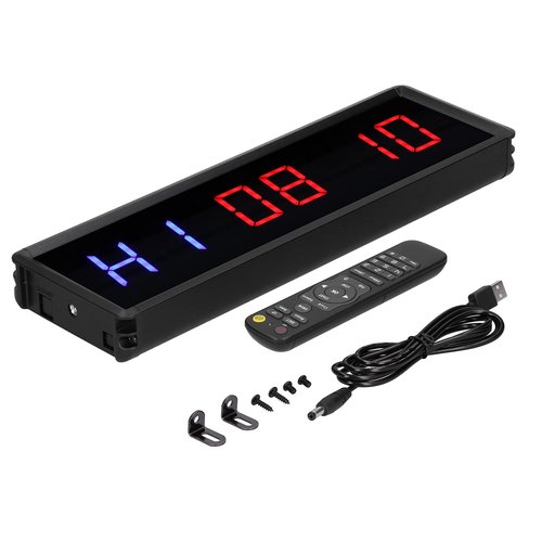 LED Gym Training Clock at Intervals, Remote Chronometer for Home Training, Aluminum Alloy