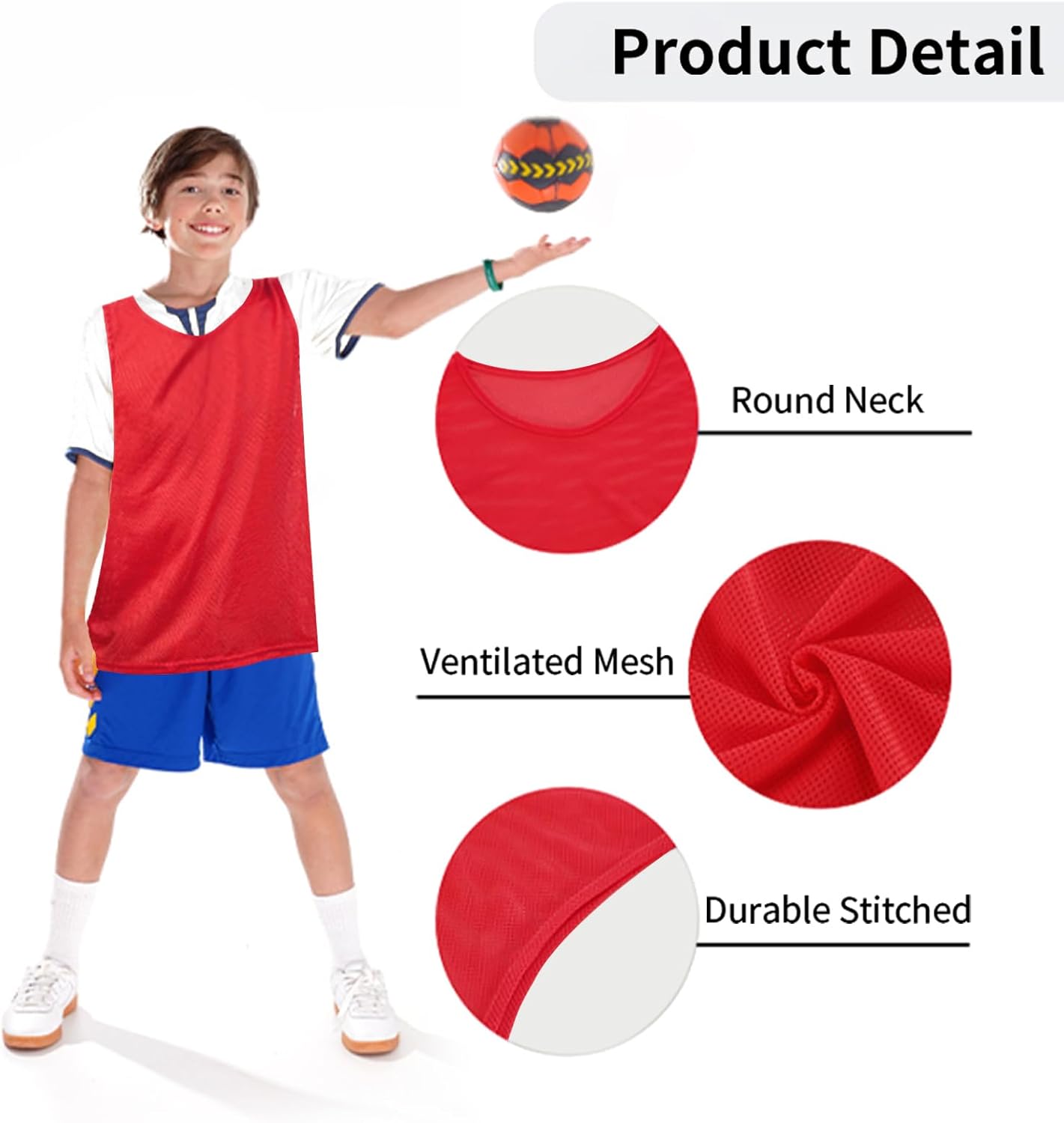 12 Pack Pro Training Pinnies for Youth & Adult Mesh High-Vis Scrimmage Vests for Soccer, Basketball, Volleyball Teams