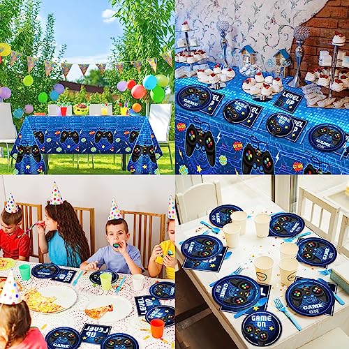Video Game Party Supplies Tableware Set for 24 Guests - Plates, Napkins, Tablecloths