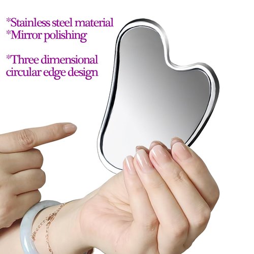 BYYDDIY Spherical Surface Stainless Steel Gua Sha Facial Tools, Metal Gua Sha for Face,Tighten Skin Massage, Guasha Beauty Tool for Body Eyes (W-s)