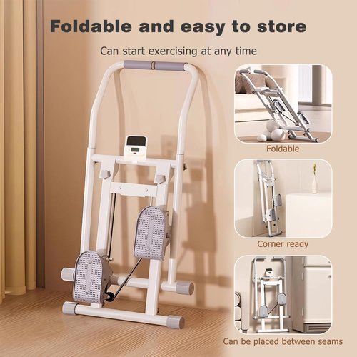 Foldable Stair Stepper Machine for Home - 300lb Capacity Cardio Climber with Handles, No Battery Needed - Full Body Workout Equipment for Weight Loss, Toning & Low Impact Fitness