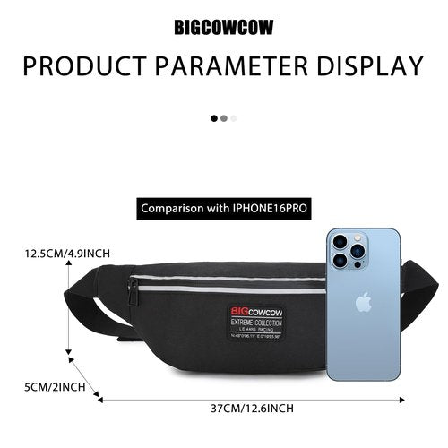 BIGCOWCOW Fanny Packs for Women Men Fashion Waterproof Belt Bag, Cute Waist Pack for Travel Hiking Running