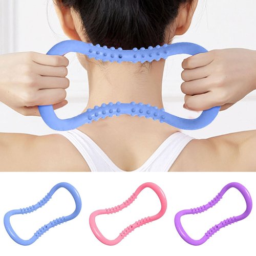 Yoga Pilates Circle Ring, Yoga Circle Stretch Resistance Ring Body Building Fitness Workout Tools for Training Neck, Back, Leg, Calf, Strengthen Chest, Thighs, Arms, Massage Point Design (Purple)