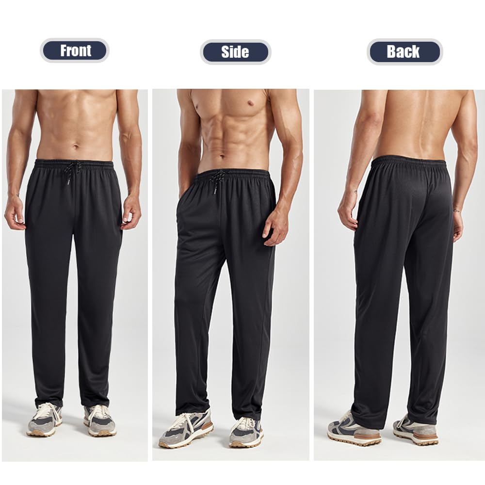 ZH 3-Pack Men's Mesh Jogger Pants, Comfortable Athletic Pants with Pockets for Active Wear, Lightweight & Breathable S-3XL