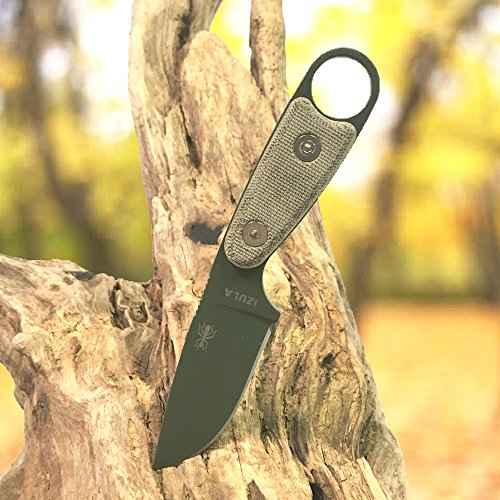 ESEE Knives Izula-OD w/Handle, Molded Polymer Sheath, and Clip Plate (Grey Canvas Micarta Handle/OD Blade/Black Sheath)