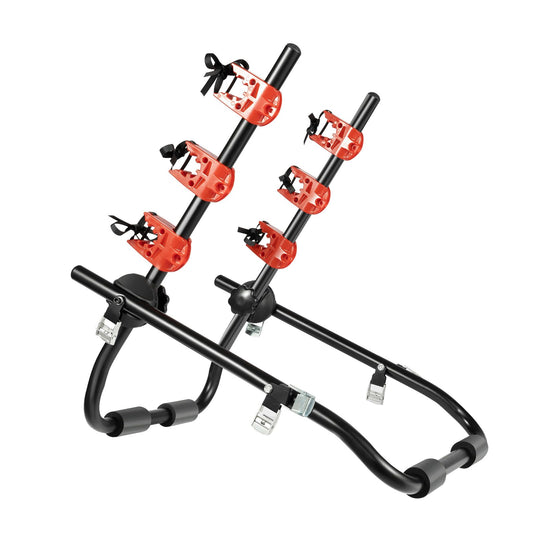 IOUSSJC Car Trunk Bicycle Rack Carrier, Steel 3-Bike Rack Trunk Mount, Bike Rack for Car Fits Most Hatchbacks, Sedans, SUV and Vans, Anti-Sway Straps, Foldable Design