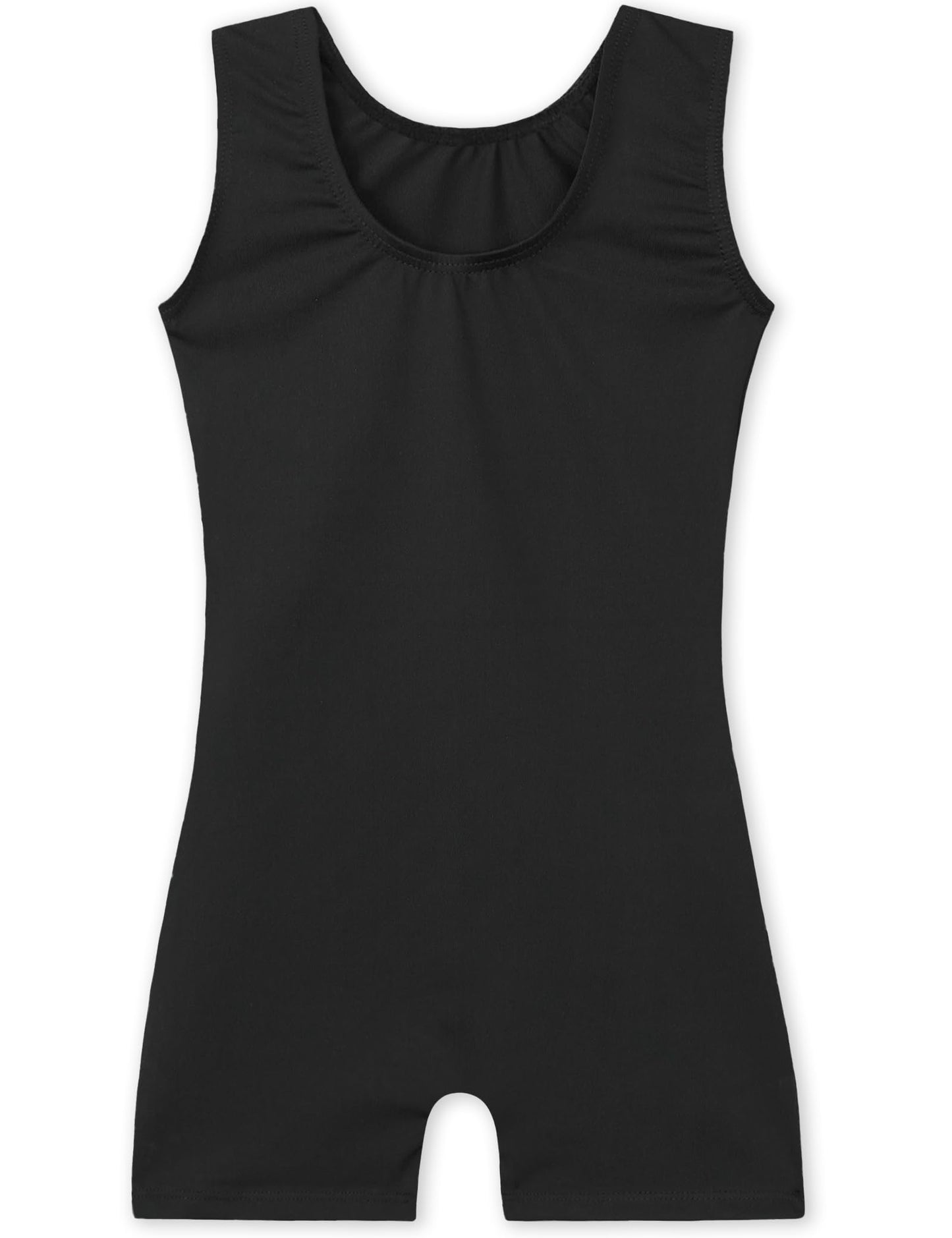 Nokecina Leotard for Girls Gymnastics Size 5-6 Years Old Black Sleeveless Gym Outfit Stretchy Biketard with Shorts