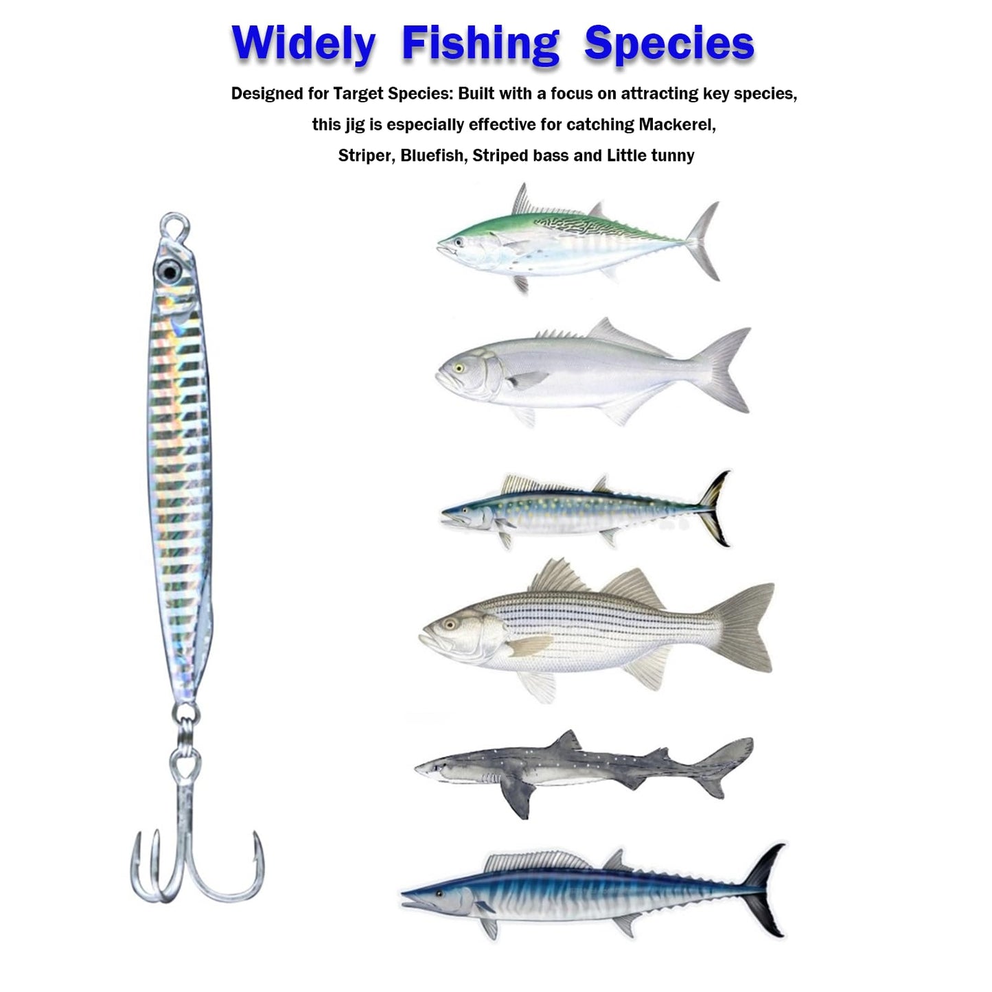 Navicatch Saltwater Fishing Lures Fishing Jigs Fishing Spoons for Striped bass, Pompano, Spanish Mackerel，Bluefish,Metal Jigging, Diamond Jigs Silver 3pcs. 1 2/5oz+1 4/5oz+ 2oz Premium to Choose
