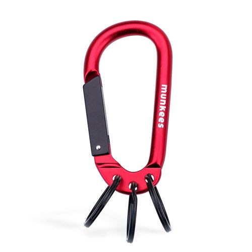 munkees Carabiner Keychain with 2-3 Rings, Backpack Buckle, Aluminum Alloy, Lightweight and Portable (Large,Red)