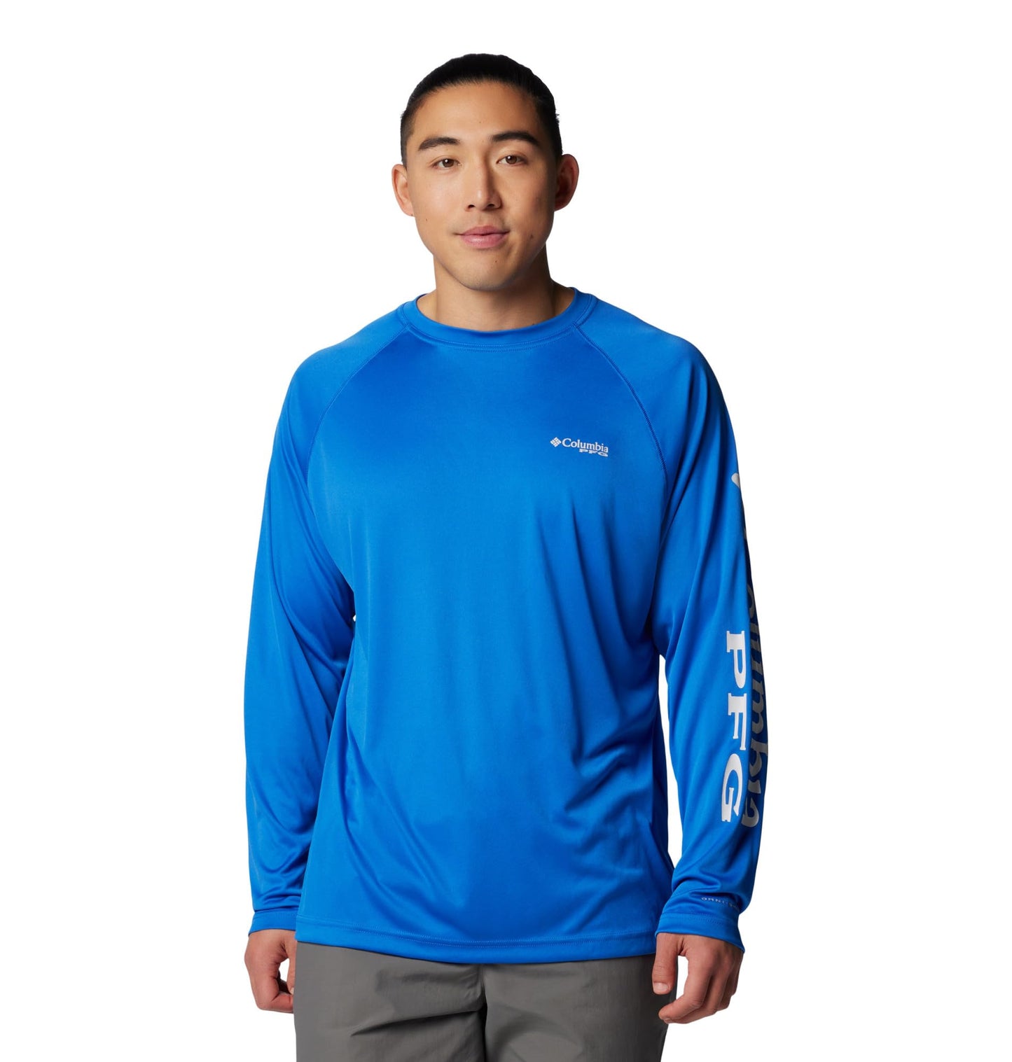 Columbia Men's PFG Terminal Tackle Long Sleeve Fishing Shirt, Vivid Blue/Cool Grey Logo, 3X