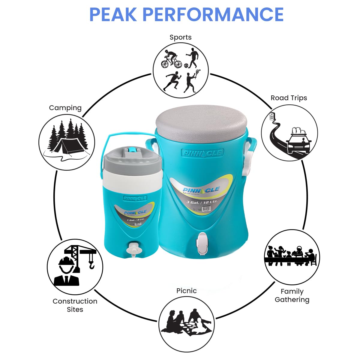 3-Gallon Water Cooler and 1-Gallon Water Jug Set – Insulated Beverage Cooler Dispenser with Pull Tap Spout – Leakproof Sports Water Jug with Drinking Spout – Jug Water Bottle for Camping, Outdoor