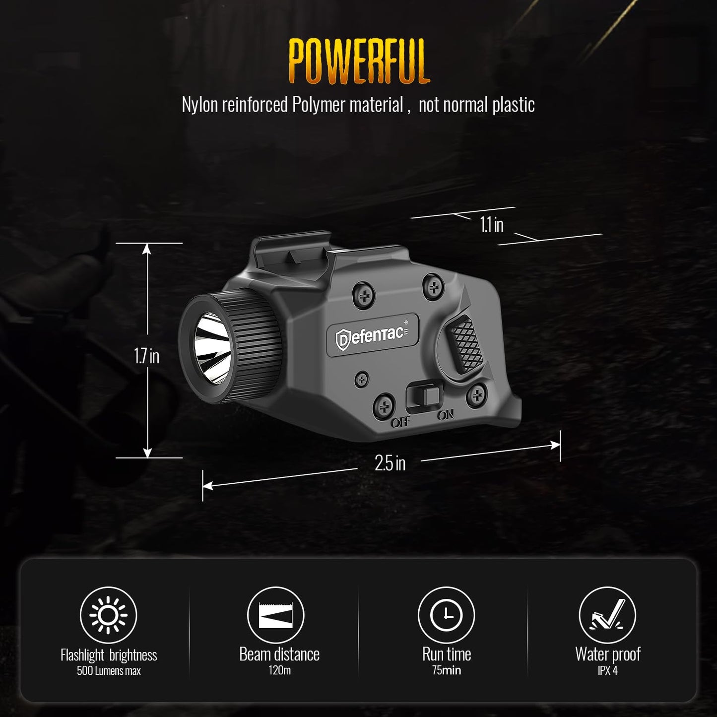 DEFENTAC 500 Lumens Pistol Light is Exclusive Compatible with Taurus G2/G2C/G2S/G3/G3C/PT111/PT140 Only, Momentary and Strobe