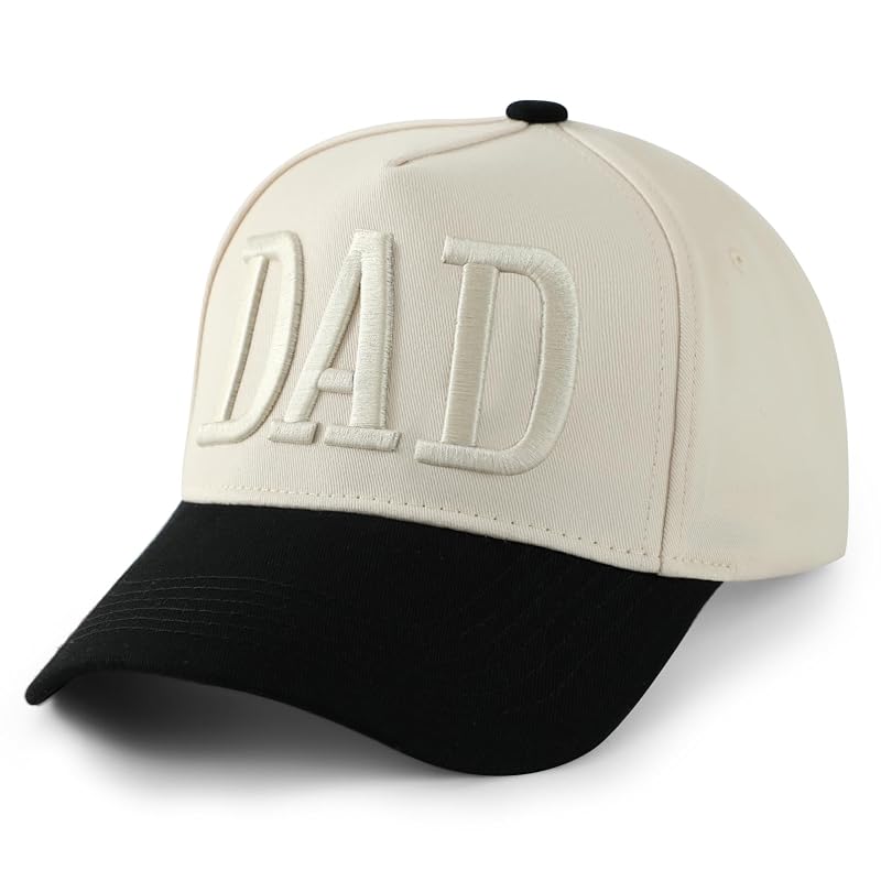 Dad Trucker Hat for Men - Beige | Two-Tone Adjustable Embroidered Baseball Cap
