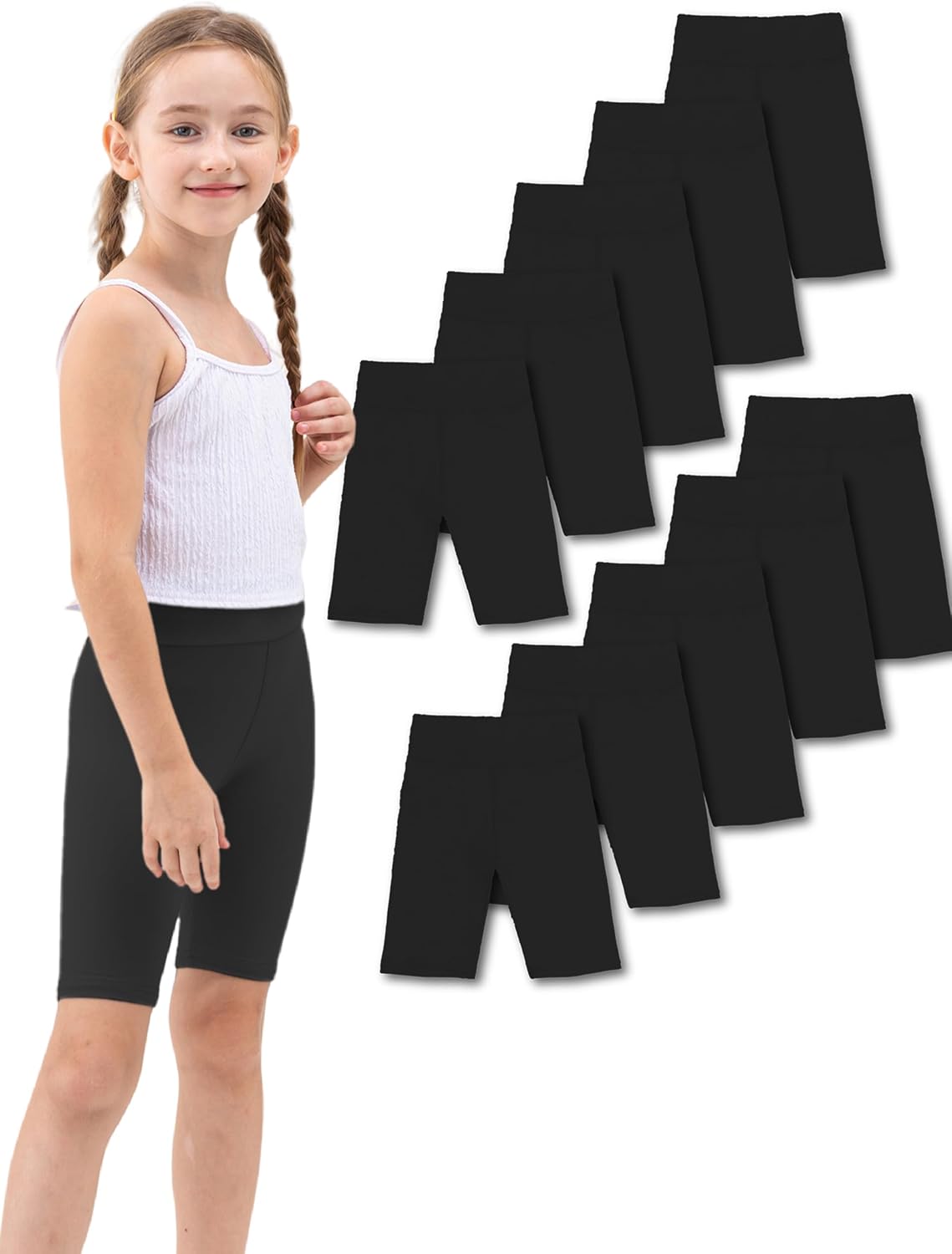 10 Pack Girls Bike Shorts 2.36” High Waisted Black Yoga Shorts for Toddler Girls Running Dance Jumping Sports Cheer