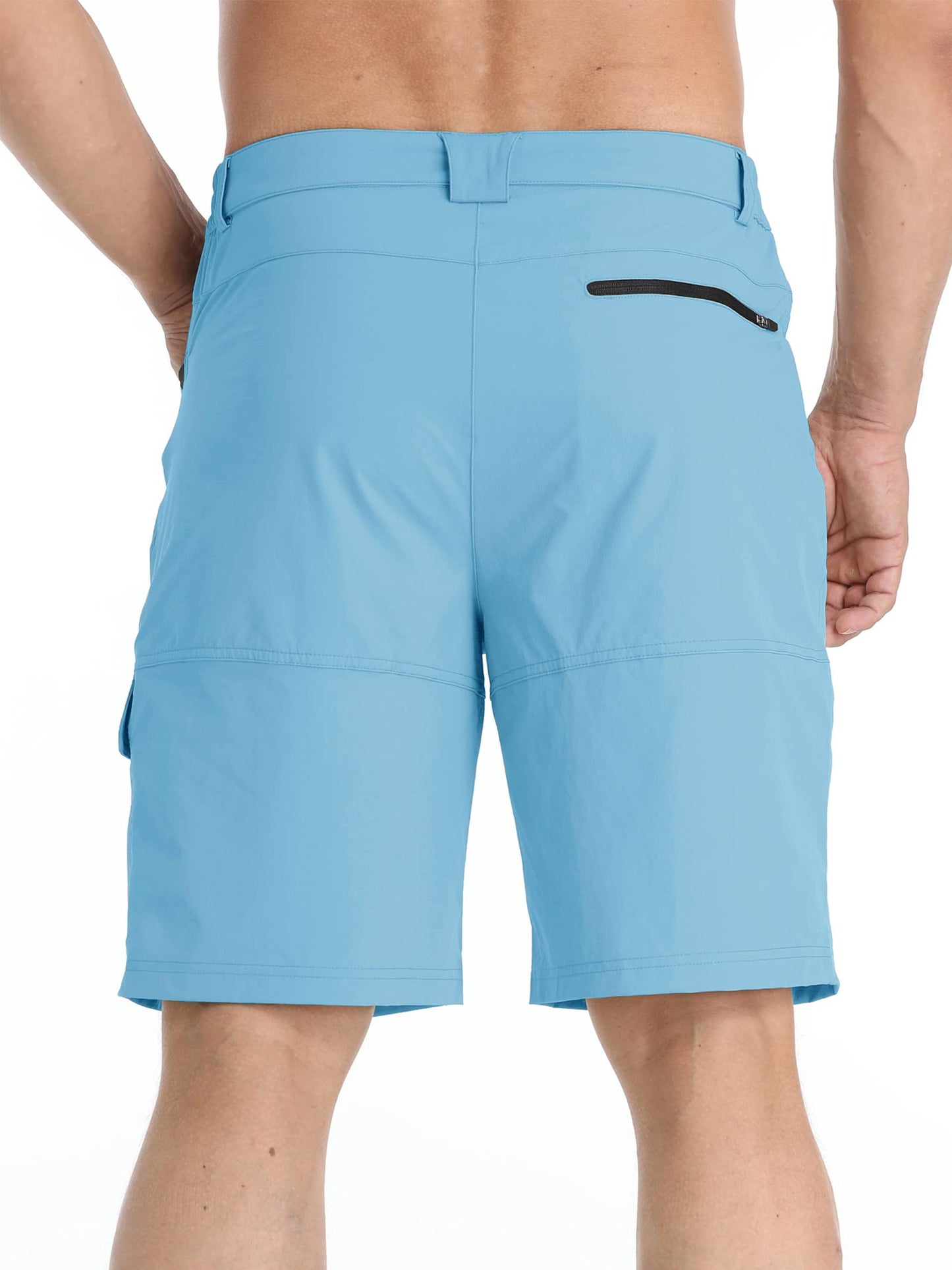 TACVASEN Mens 10" Hiking Shorts Golf Outdoor Lightweight Quick Dry Summer Casual Dress Fishing Shorts with Zipper Pockets Sky Blue 32