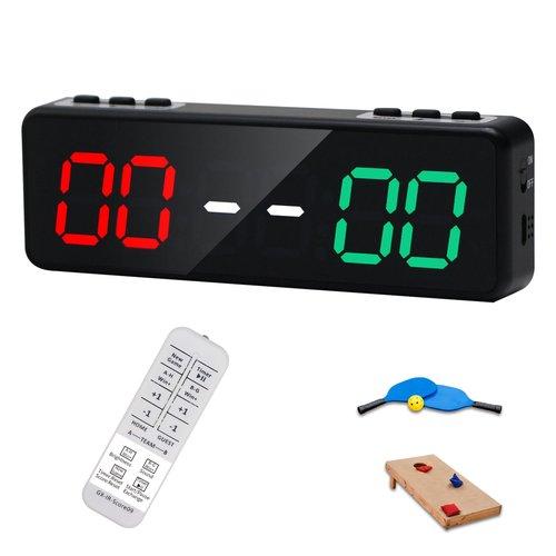 LUCKY TIME Electronic Scoreboard with Remote,Protable LED Digital Cornhole Score Keeper with Tripod,Score/Timer/Count Up/Countdown/Stopwatch/Gym Mode for Backyard lawns Table Game