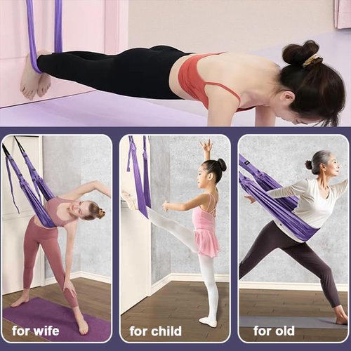 Elfzone Dance Stretching Equipment - Yoga Strap, Backbend Training Yoga Stretching Rope with Door Anchor, Flexibility Trainer Stretching Equipment Assist Stretch Strap for Fitness Gymnastics Dance Aerial Yoga Ballet
