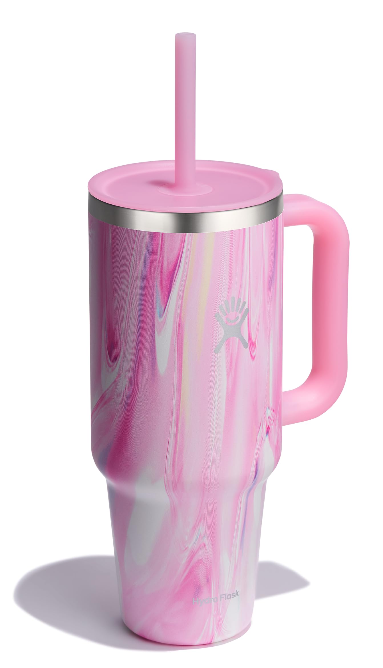 Hydro Flask 40 Oz Travel Tumbler with Handle, Lid and Straw - Insulated Stainless Steel in 40 Oz Jelly Pink