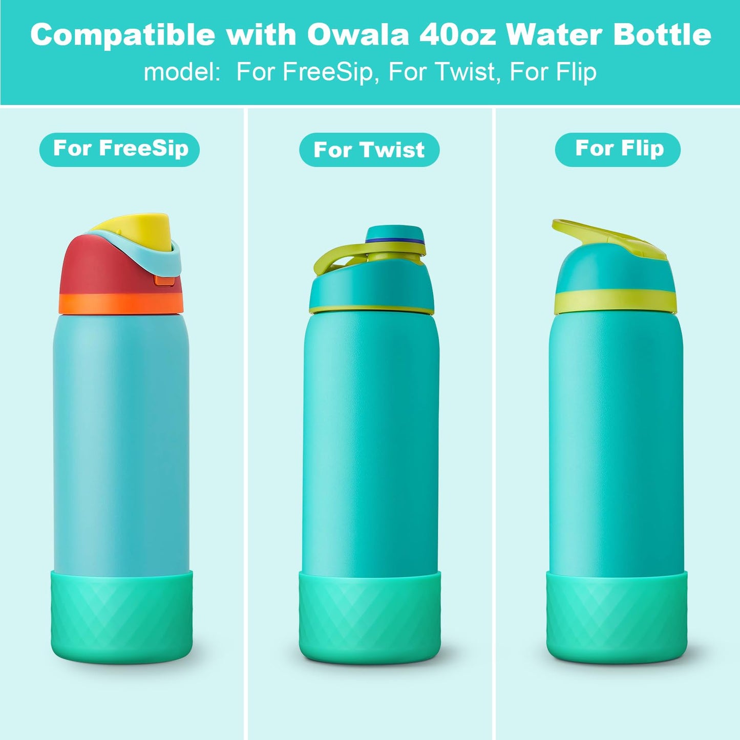 Beonsky Silicone Boot for Owala Water Bottle 40 oz, Anti-Slip Protective Sleeve for FreeSip/Twist/Flip Stainless Steel Water Bottles Accessories