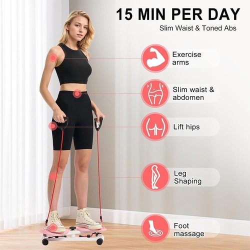 Flexforge Pilates Twister, Flexforge Waist Twister Machine with Resistance Bands with Digital Display, 330lbs Capacity,Non-Slip Twist Board for Woman Man (Blue with Counter)