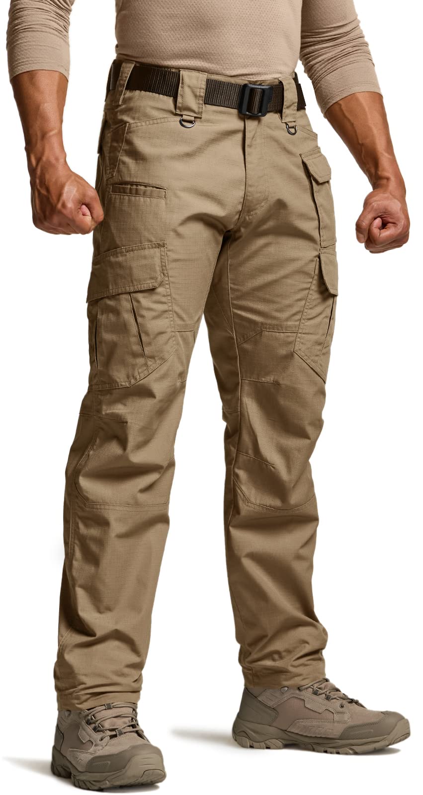 CQR Men's Tactical Pants, Water Resistant Ripstop Cargo Pants, Lightweight EDC Work Hiking Pants, Outdoor Apparel, Raider Mag Cougar, 32W x 32L