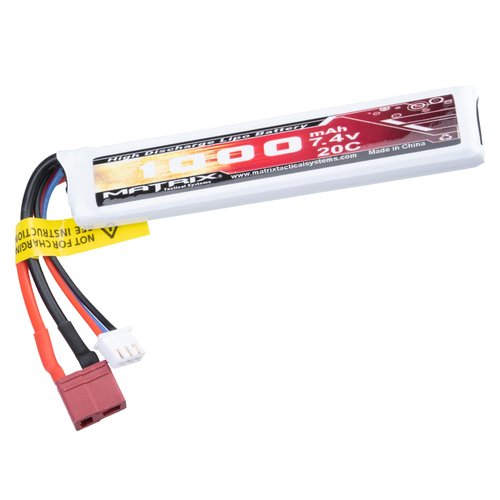 Evike Airsoft - Matrix High Performance 7.4V Stick Type Airsoft LiPo Battery (Model: 1000mAh / 20C / Deans & Short Wire)