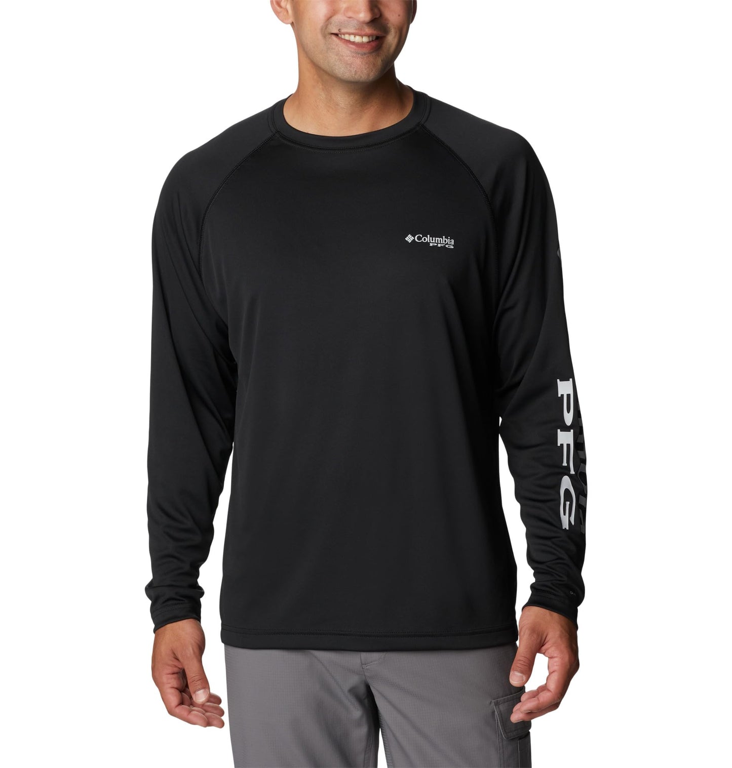 Columbia Men's PFG Terminal Tackle Long Sleeve Fishing Shirt, Black/Cool Grey Logo, XX-Large