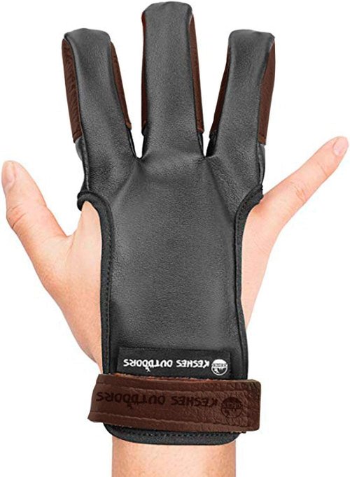 KESHES Archery Glove Three Finger Tab - Durable Leather Finger Protector for Recurve & Longbow Bows - Comfortable Finger Guard for Men, Women, & Youth - Ideal for Archery Hunting & Target Practice