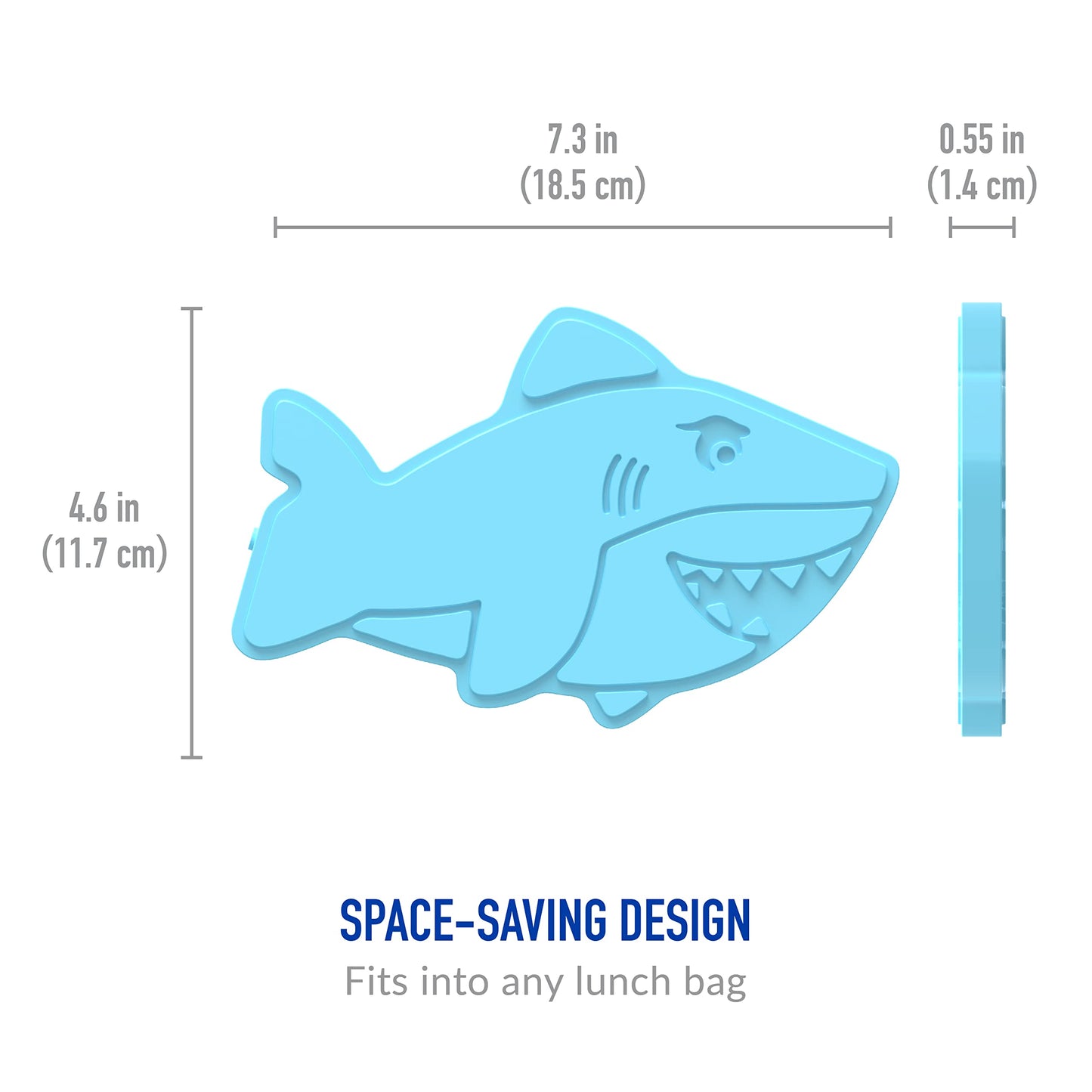 Bentgo Buddies Reusable Ice Packs: Slim Design for Lunch Boxes, Lunch Bags, and Coolers, Quick Freeze, PFAS- and BPA-Free, Multicolored 4-Pack (Shark)
